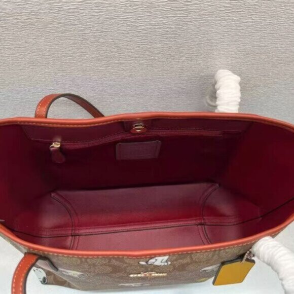 Coach Brown Tote with Snoopy and Woodstock - Picture 7 of 7